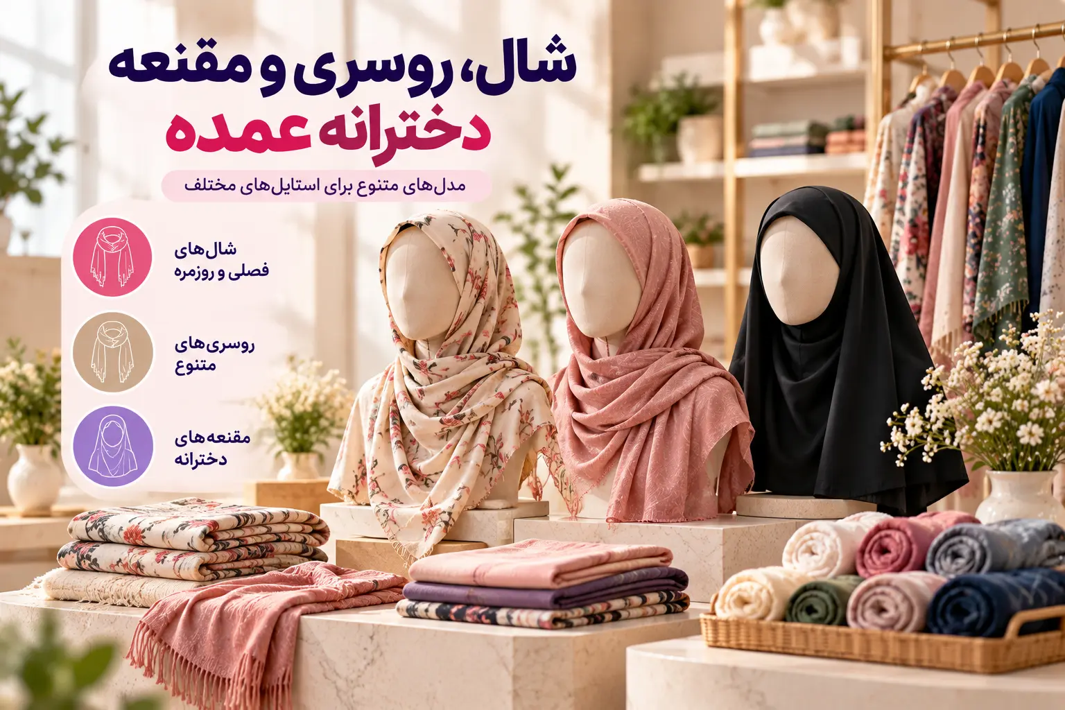شال و روسری و مقنعه دخترانه عمده - لینک ویترین